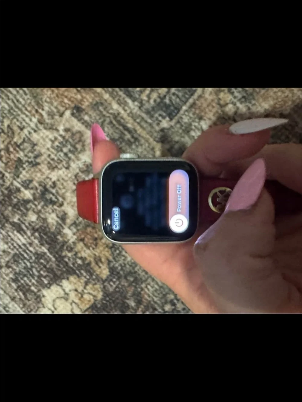 Apple Watch SE 40mm Aluminum Case with Red Michael Kors Leather Strap